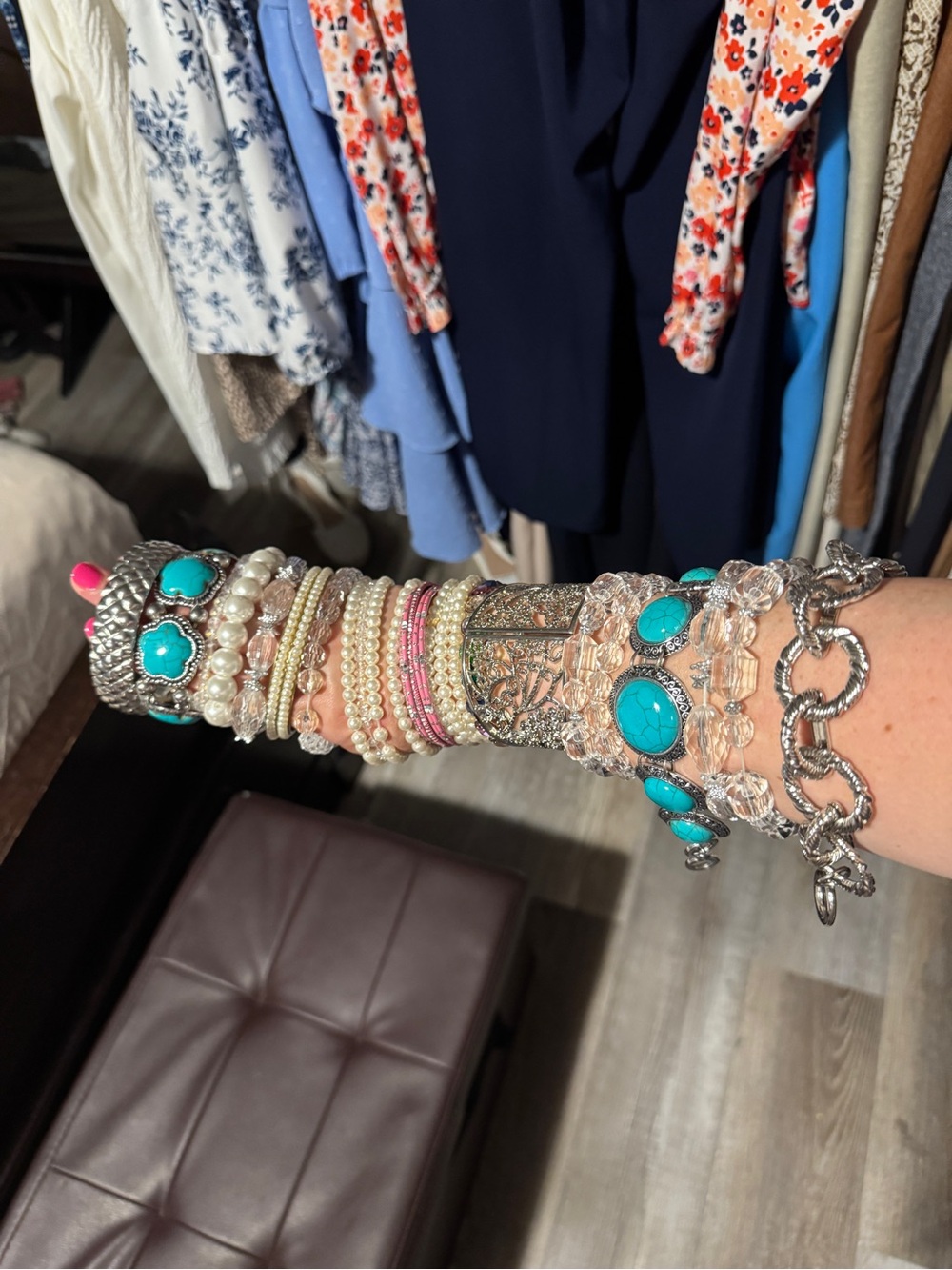 Vintage LUXE Boho Turquoise & Pearl Western Megastack Curated 18-Piece Arm Party